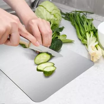 Разделочная доска из нержавеющей стали 201, разделочные доски из нержавеющей стали, которые можно мыть в посудомоечной машине, для кухни, двухсторонняя металлическая разделочная доска One Size