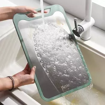 Разделочная доска из нержавеющей стали 304, двухсторонняя разделочная доска для кухни, разделочная доска для фруктов, кухонная разделочная доска на колесиках 35x22cm синий