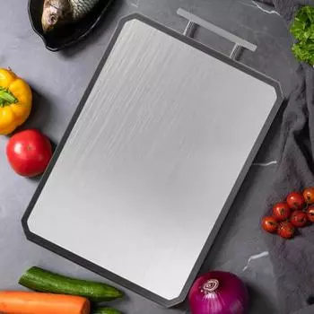 Разделочная доска из нержавеющей стали, большая двухсторонняя разделочная доска для кухни, легко моется, можно мыть в посудомоечной машине, разделочная доска для мяса Square