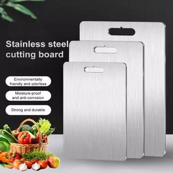 Разделочная доска из нержавеющей стали для кухни, легко моется, легкая, для мяса, фруктов, овощей, хлеба, разделочная доска S