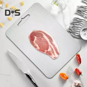 Разделочная доска из нержавеющей стали для кухни, пищевая разделочная доска для овощей и фруктов, доска для замешивания, легко моется, двухсторонний коврик для резки S