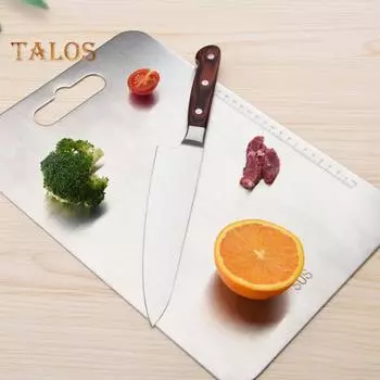 Разделочная доска из нержавеющей стали для кухни, пищевая разделочная доска для овощей и фруктов, доска для замешивания, легко моется, двухсторонний коврик для резки S