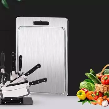 Разделочная доска из нержавеющей стали для кухни, двухсторонняя разделочная доска премиум-класса