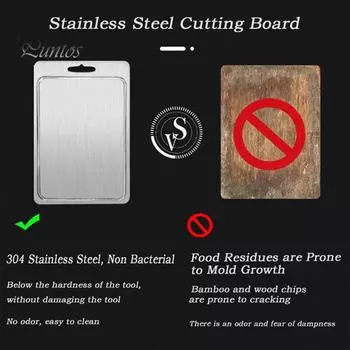 Разделочная доска из нержавеющей стали для кухни, двухсторонняя разделочная доска премиум-класса для мяса, фруктов, овощей, гаджетов для дома и кемпинга S серебряный