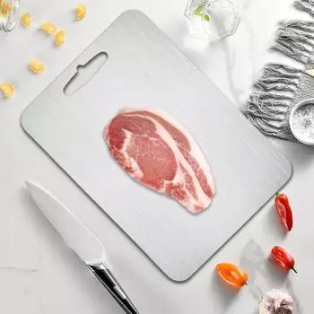 Разделочная доска из нержавеющей стали для кухни, пищевая разделочная доска для овощей и фруктов, доска для замешивания, легко моется, двухсторонний коврик для резки S