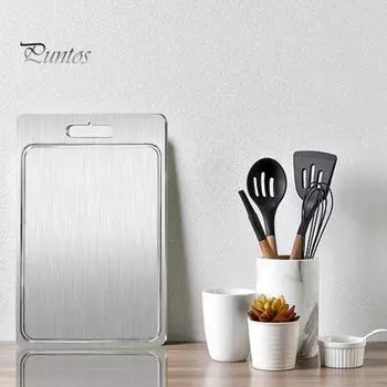 Разделочная доска из нержавеющей стали, двухсторонние разделочные доски для кухни, прочная доска для нарезки мяса, фруктов, овощей S