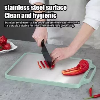 Разделочная доска из нержавеющей стали, двухсторонняя большая противоскользящая разделочная доска, доска для приготовления еды для мяса, овощей, фруктов