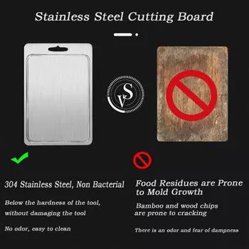 Разделочная доска из нержавеющей стали Yousheng для кухни, двухсторонняя разделочная доска премиум-класса для мяса, фруктов, овощей, гаджетов для дома и кемпинга A серебряный