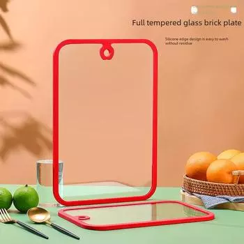 Разделочная доска из закаленного стекла с антибактериальным и устойчивым к плесени покрытием - для небольших фруктов и липкого коврика для использования на кухне Small