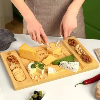 Разделочная доска с бамбуковыми канавками, дизайн доски для мясных закусок, доска для сыра, сервировочный поднос для дома