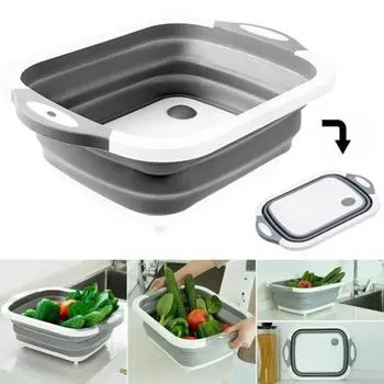 Разделочная доска с глубокими канавками, противоплесневая, нескользящая, многофункциональная корзина для сушки зелёный