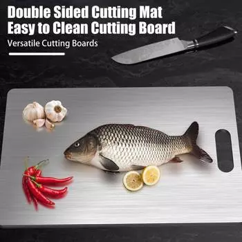 Разделочные доски из нержавеющей стали для кухни, режущая кромка, двухсторонний коврик для резки, эффективный S