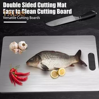 Разделочные доски из нержавеющей стали для кухни, режущая кромка, двухсторонний коврик для резки, эффективные кухонные инструменты для фруктов, овощей, мяса S
