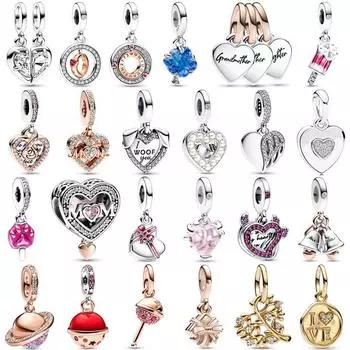 Разделяемый кулон для мамы и дочки, мама и сердце, собака, послание любви, подвеска из стерлингового серебра 925 пробы, подходит для популярных ювелирных браслетов