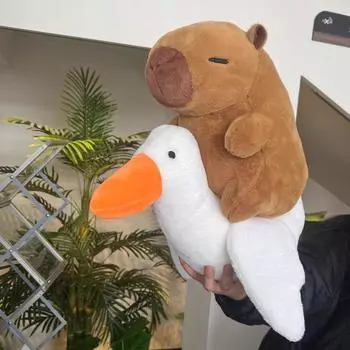 Раздвижная аниме-игрушка Капибара, пушистая игрушка, езда на гусе, плюшевая кукла Капибара, плюшевая игрушка на Рождество 25cm-Riding Goose