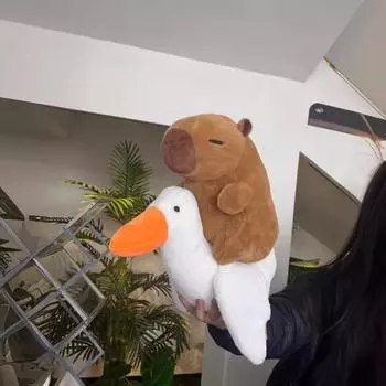 Раздвижная Капибара Аниме Пушистая Игрушка Езда Крокодилы Капибара Мягкая Кукла Рождество 25cm-Riding Goose