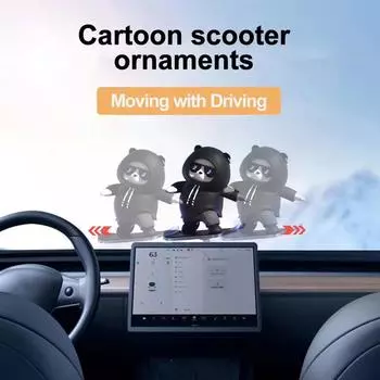 Раздвижная машина милый мультфильм скейтборд медведь автомобиль украшения украшения кукла для Tesla дисплей автомобиля красный черный розовый синий цвета светло-синий