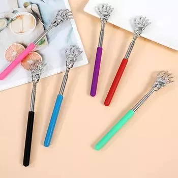 Раздвижная металлическая чесалка для спины с резиновыми ручками, портативный телескопический массажер для спины, инструмент для снятия зуда кожи, наполнитель для чулок для мужчин, женщин и детей красный