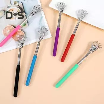 Раздвижная металлическая чесалка для спины с резиновыми ручками, портативный телескопический массажер для спины, инструмент для снятия зуда кожи, наполнитель для чулок для мужчин, женщин и детей красный