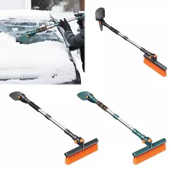 Раздвижная щетка для снега со скребком для льда, эргономичная ручка, щетка для уборки снега для автомобиля, лопата для снега, снегоуборщик для автомобиля, грузовика, внедорожника чёрный