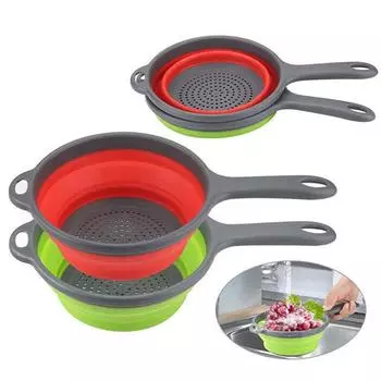 Раздвижной кухонный дуршлаг-сито с длинной ручкой, складной дуршлаг-сито для овощей, фруктов, гибкое сито для пасты