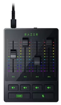 Razer Audio Mixer Аудиомикшер с кнопкой отключения звука Потоковое распределение Аудиоинтерфейс 4-канальный предусилитель Вход XLR USB-подключение Plug Play 2 Ground