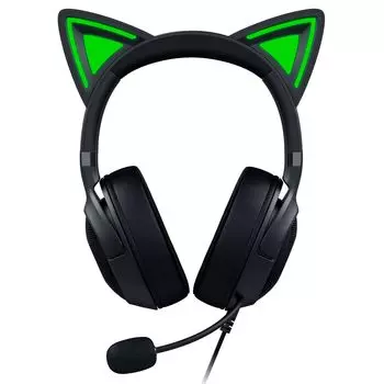 Razer Kraken Kitty V2 Black Проводная игровая гарнитура с уникальными кошачьими ушками, позволяющая вам заявить о своей индивидуальности при трансляции Освещение, которое чёрный