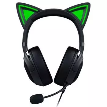 Razer Kraken Kitty V2 Black Проводная игровая гарнитура с уникальными кошачьими ушками, позволяющая вам заявить о своей индивидуальности во время трансляции Освещение, которое
