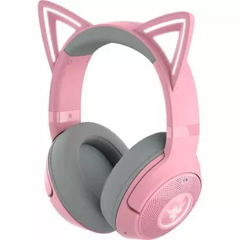 Razer Kraken Kitty V2 BT Quartz Pink Беспроводная игровая гарнитура для игр и общения в чате, позволяющая вам выразить свою индивидуальность с помощью кота
