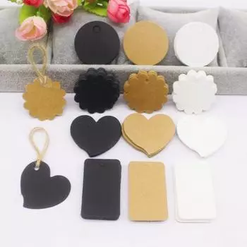 Различные бумажные подарочные бирки, 100 штук в партии, этикетки для упаковки подарков из белой крафт-бумаги, ценники ручной работы 100tag20m string