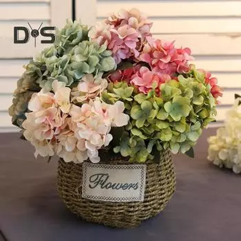 Различные цвета, имитация цветка, не увядающая, отличная домашняя вечеринка, поддельный цветочный орнамент из гортензии синий
