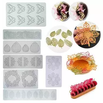 Различные листья, бабочки, цветы, силиконовые формы для торта, кружева, снежинки, олени, форма для помадки, инструмент для украшения торта, кухонная утварь для выпечки