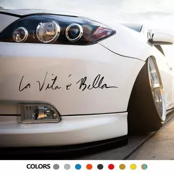 Различные размеры наклейки для автомобиля La Vita E Bella с буквами, виниловые наклейки, модные креативные наклейки для автомобиля, наклейки для всего тела, головы 40x8cm