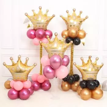 Различные стили, большие размеры, серебряные, золотые шары с короной для украшения-сюрприза, товары для мероприятий розового золота