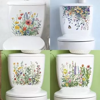 Различные зеленые растения, цветы, настенные наклейки, декор для ванной комнаты, туалета, наклейки для гостиной, кабинета, украшение дома, самоклеящаяся фреска