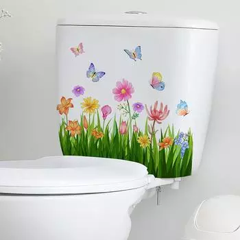 Различные зеленые растения цветы настенные наклейки ванная комната туалет декор наклейки гостиная
