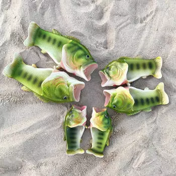 Размер 24-47 популярные семейные тапочки для дома, пляжа, сада, шлепанцы, забавные животные, рыбки, обувь для мамы и малыша, тапочки с животными, папы CN 24-25 foot 16.5cm чёрный