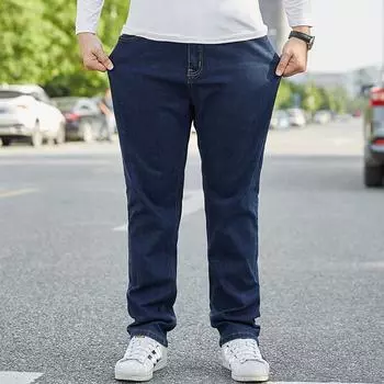 Размер 30-56, новая коллекция весна-осень 2024 года, джинсы для полных и больших размеров, мужские свободные прямые брюки-трубы для полных парней 30