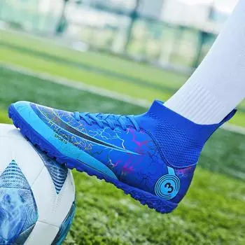 Размер 31-48 Футбольные бутсы Роналду мужские и женские высокие для взрослых студентов кампуса соревнования сломанный ноготь обувь женские тренировочные 31