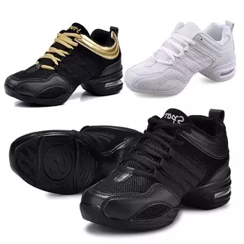 Джазовая обувь Женская обувь для зумбы Обувь для джазовых танцев Кроссовки для танцев Современные сетчатые туфли с разделенной подошвой на шнуровке с воздушной подушкой Спортивная обувь для фитнеса и походов Размер 34-43 34 белый