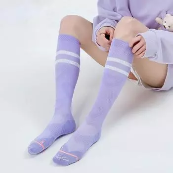 Размер 35-39, женские высокие беговые марафонские модные носки, однотонные компрессионные спортивные носки с махровой подошвой, размер 35–39 One-size чёрный