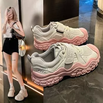 Размер 35-40 Платформа Женские Кроссовки Повседневные Шнуровка Дышащие Средний Каблук Для Женщин Весна Спортивные Туфли На Плоской Подошве Женские Лоферы 35