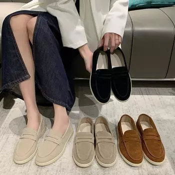 Размер 35-43, Большие размеры женской обуви 41-42 Однопедальные интернет-знаменитые мокасины Doudou Shoes Женские маленькие ароматные туфли 35
