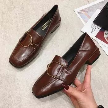 Размер 35-43, весенне-осенние лоферы, повседневная обувь, женская кожаная обувь, одинарные туфли на плоской подошве, туфли-лодочки 34 чёрный