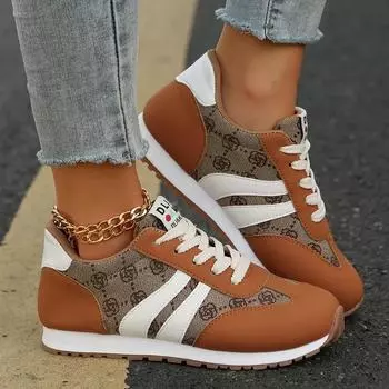 Размер 36-43, коричневые кожаные сращивающиеся женские легкие теннисные туфли для отдыха, классический дизайн, роскошные кроссовки для девочек на платформе для бега 36 коричневый