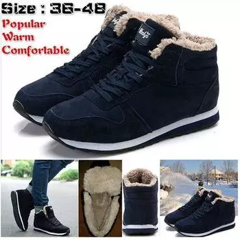 Размер 36–48, модные зимние сапоги, сохраняющие тепло, плюшевые ботильоны, рабочая уличная обувь для снега 44 чёрный