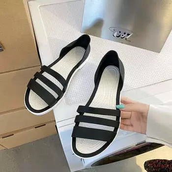 Размер 37 резиновые тапочки для женщин резиновые износостойкие женские тапочки сетчатые женские пляжные сандалии женская удобная обувь теннис 5 чёрный