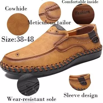 Размер 38–48. Мужские мокасины. Мужская обувь. Мужская повседневная обувь. Кожаная обувь ручной работы. Мужские лоферы. 38 чёрный