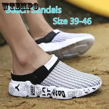 Размер 39-46, мужская летняя сетчатая обувь, сандалии, пляжные тапочки, сабо, мужские кроссовки, мужские сабо Zuecos Sandalias Zapatos Hombre 39 темно-серого
