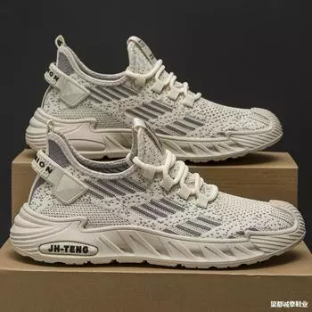 Размер 39-48 Мужская обувь Fly-Woven Mesh Дышащая летняя обувь Tide Повседневная мужская удобная рабочая страховка Кроссовки 39